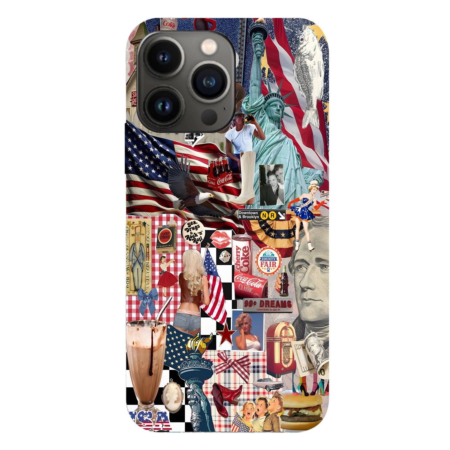 American Dream Collage – Retro Patriotic Phone Case