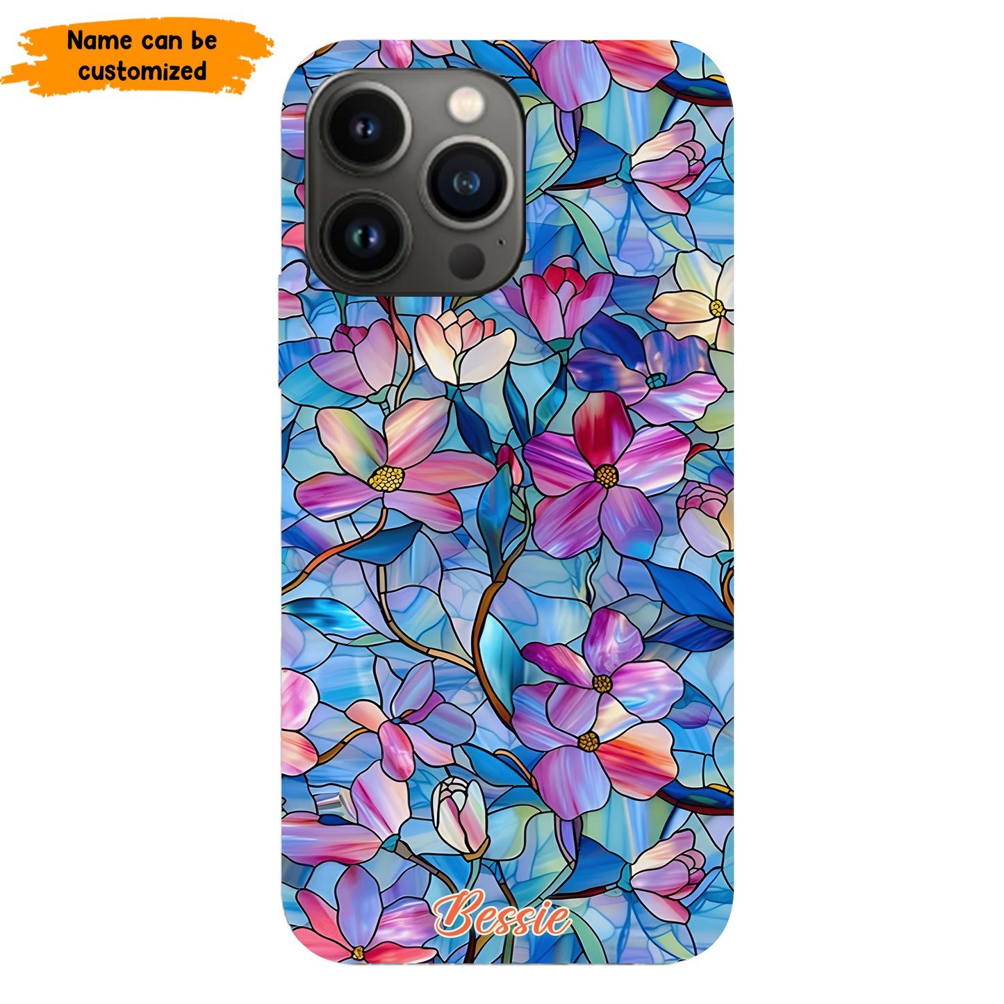 Personalized Stained Glass Floral Phone Case