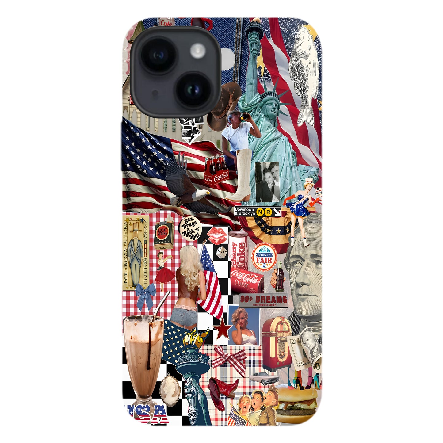 American Dream Collage – Retro Patriotic Phone Case