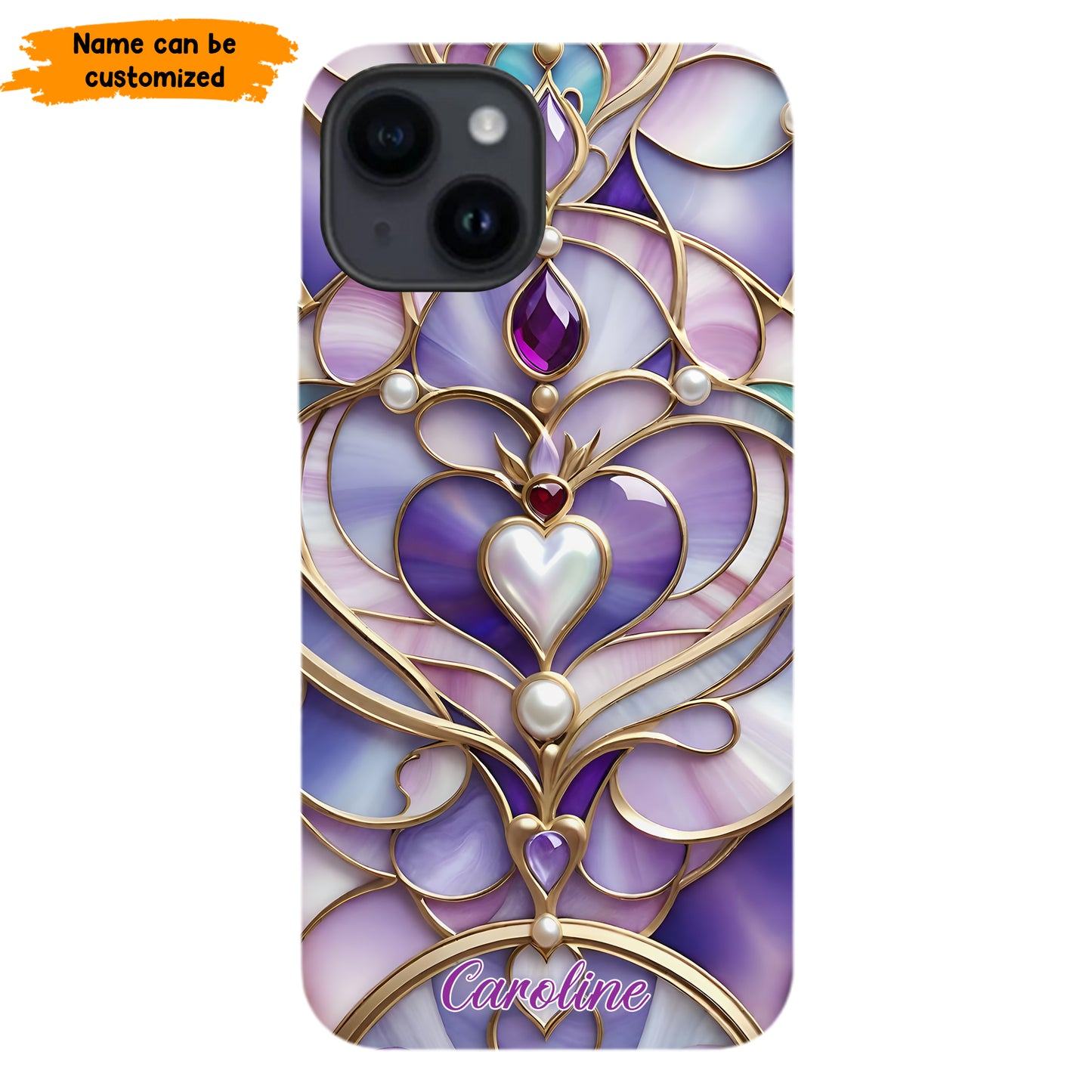 Personalized Royal Heart Stained Glass Phone Case