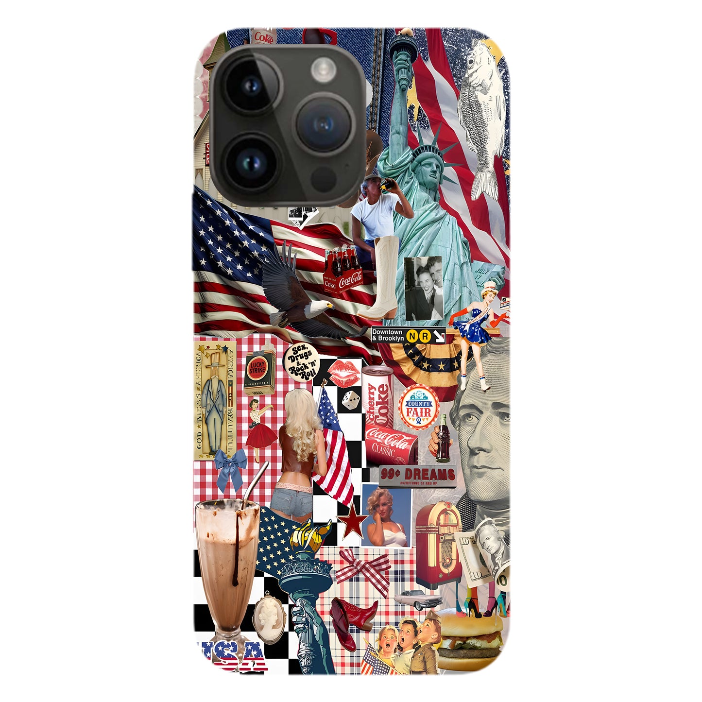 American Dream Collage – Retro Patriotic Phone Case