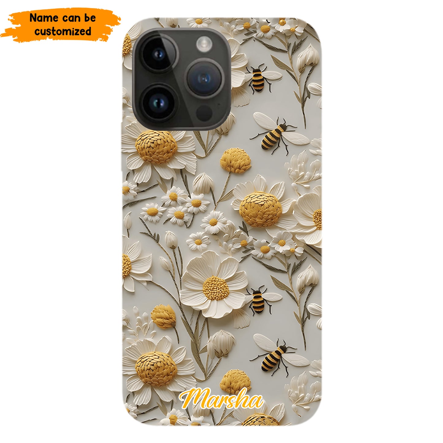 Bee Floral – Personalized Phone Case