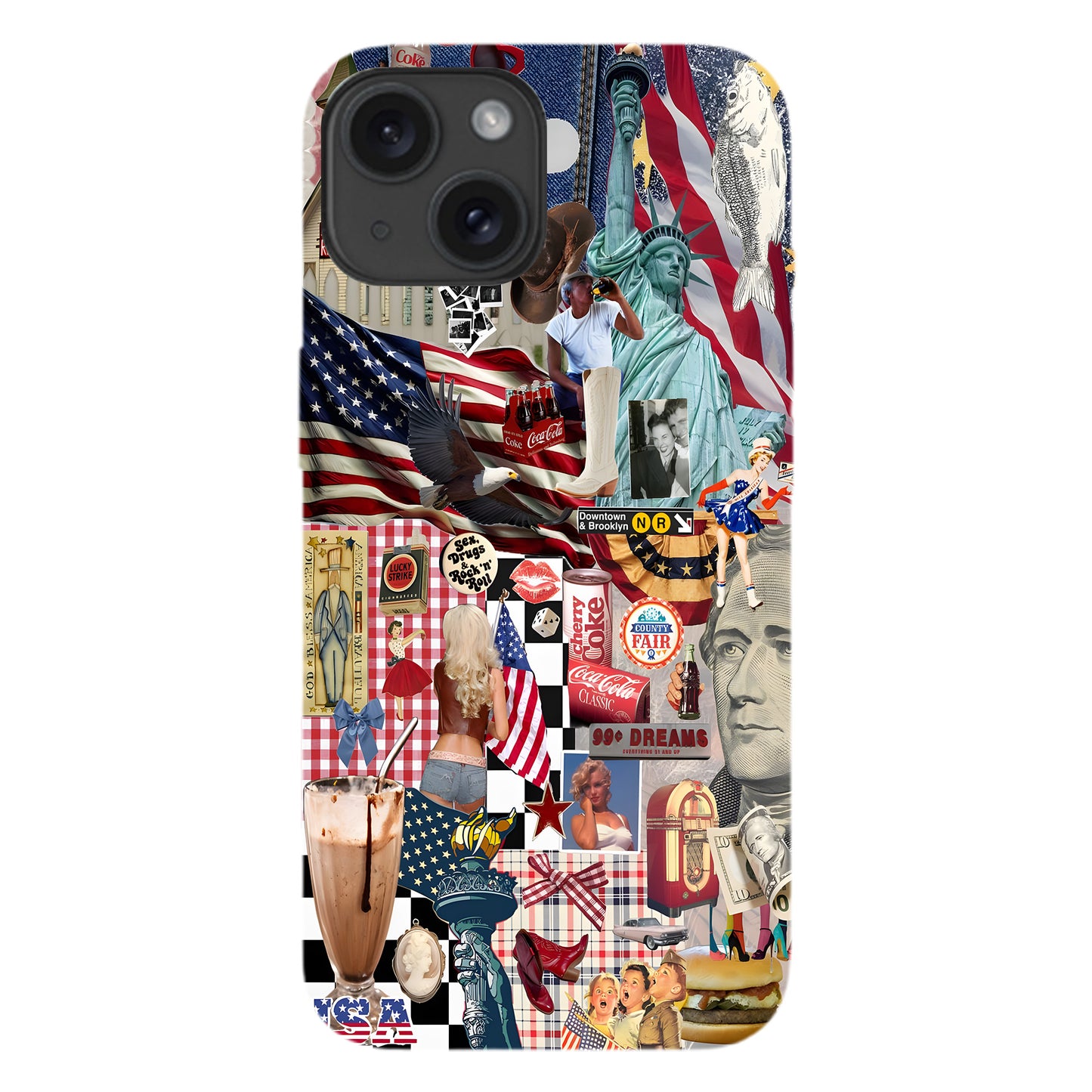 American Dream Collage – Retro Patriotic Phone Case