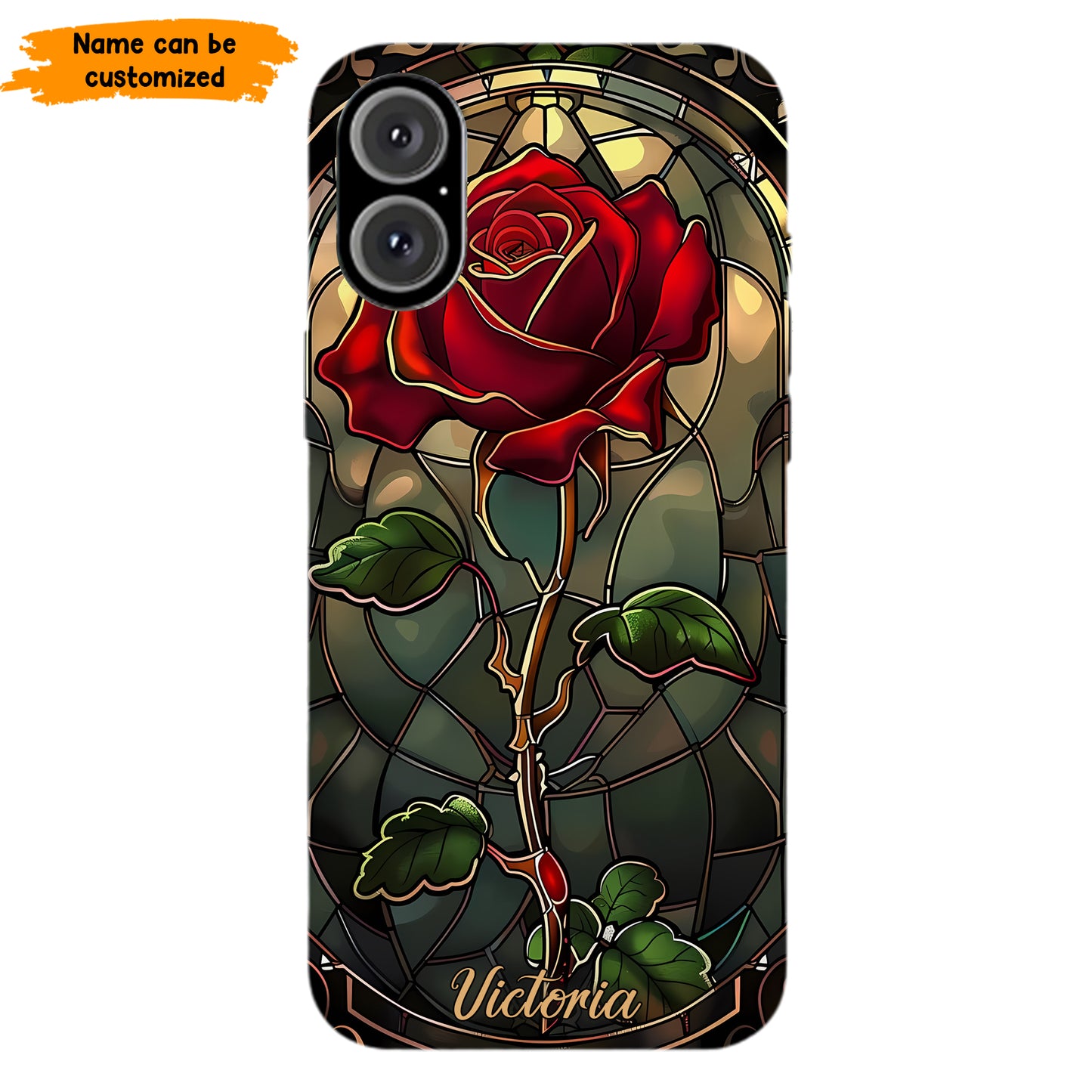Personalized Stained Glass Rose Phone Case