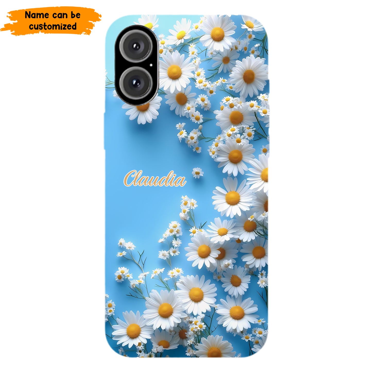 Personalized Daisy Blue Background Phone Case