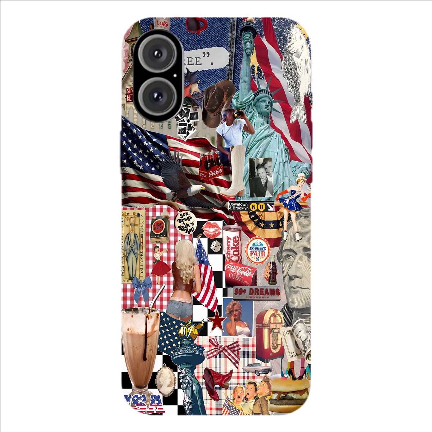 American Dream Collage – Retro Patriotic Phone Case
