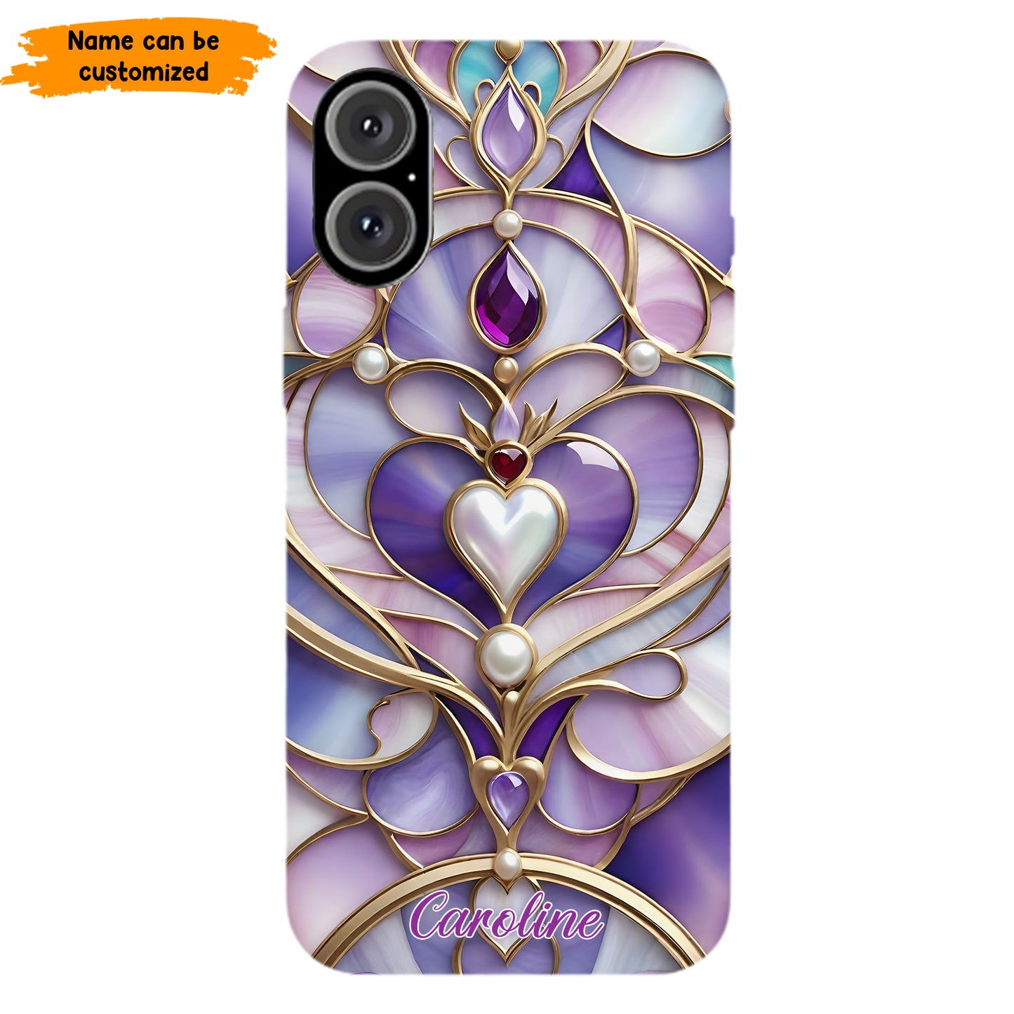 Personalized Royal Heart Stained Glass Phone Case