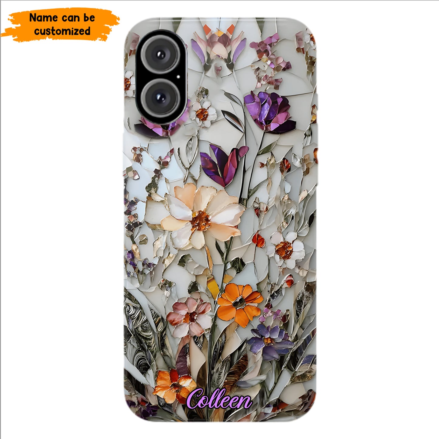 Mosaic Pressed Flowers – Personalized Phone Case
