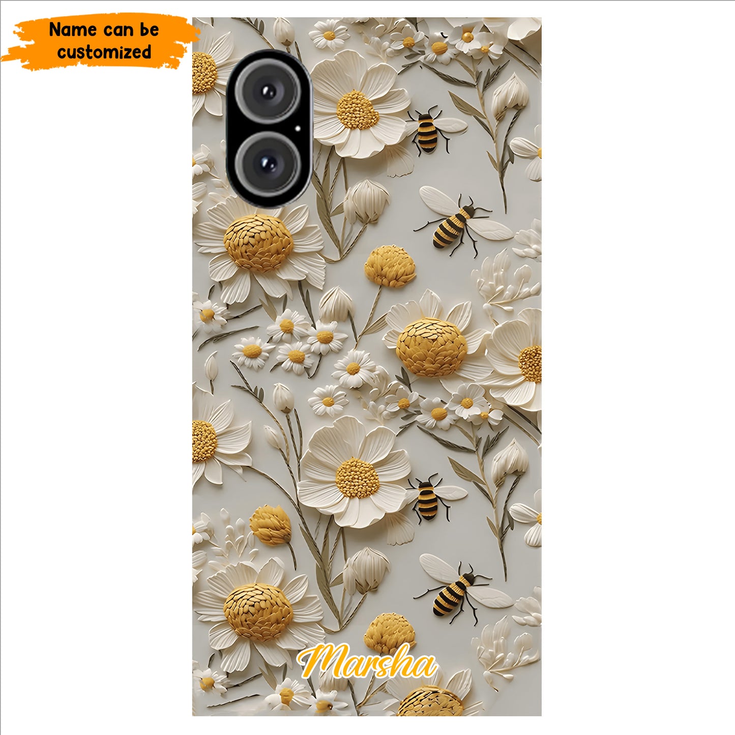 Bee Floral – Personalized Phone Case