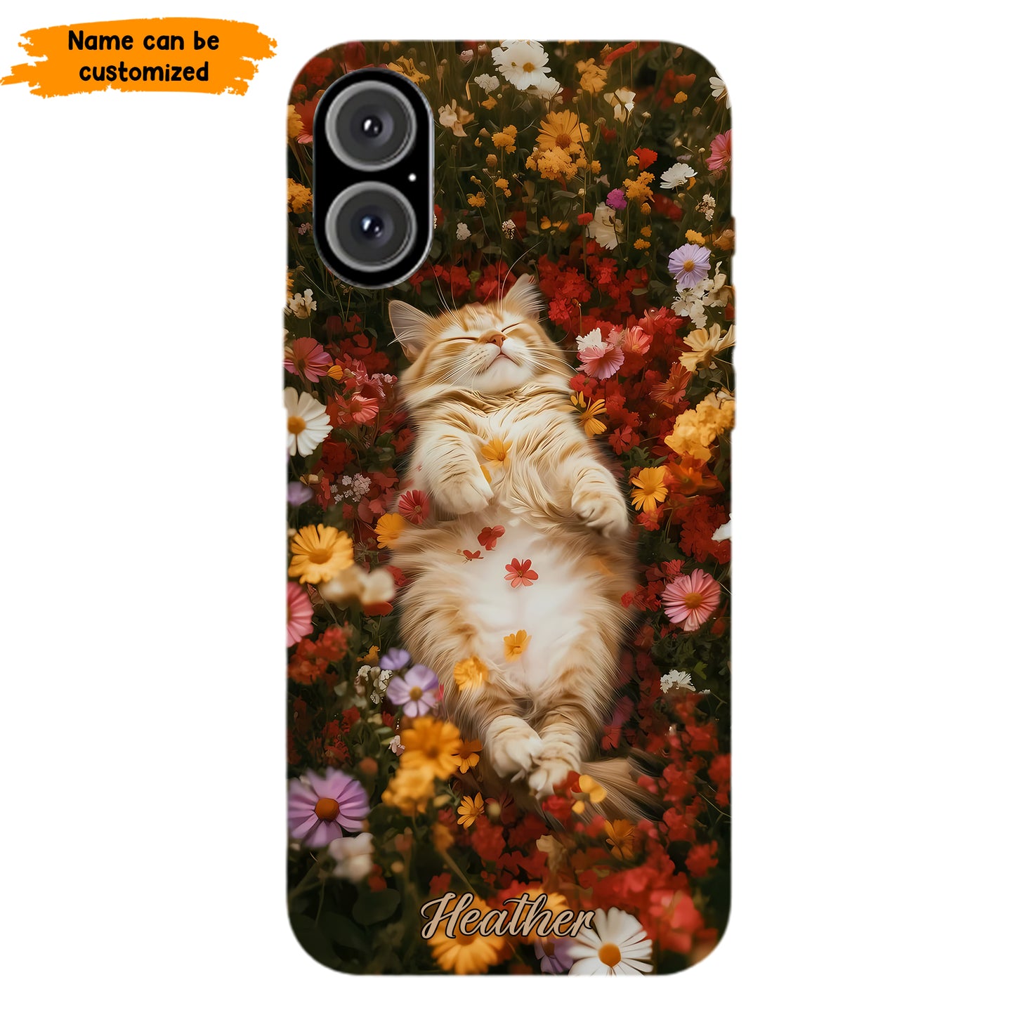 Cozy Cat in Flowers Personalized Phone Case