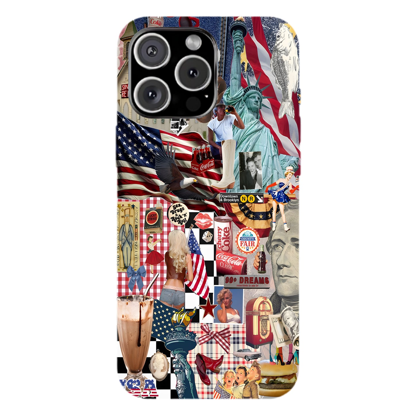 American Dream Collage – Retro Patriotic Phone Case