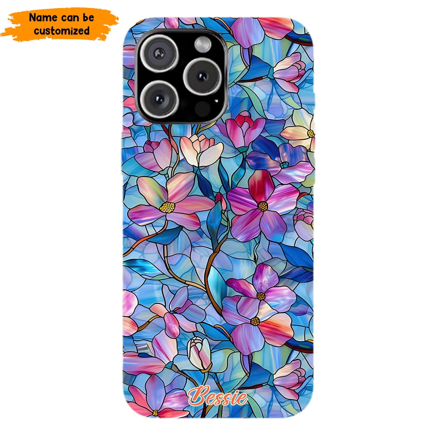 Personalized Stained Glass Floral Phone Case
