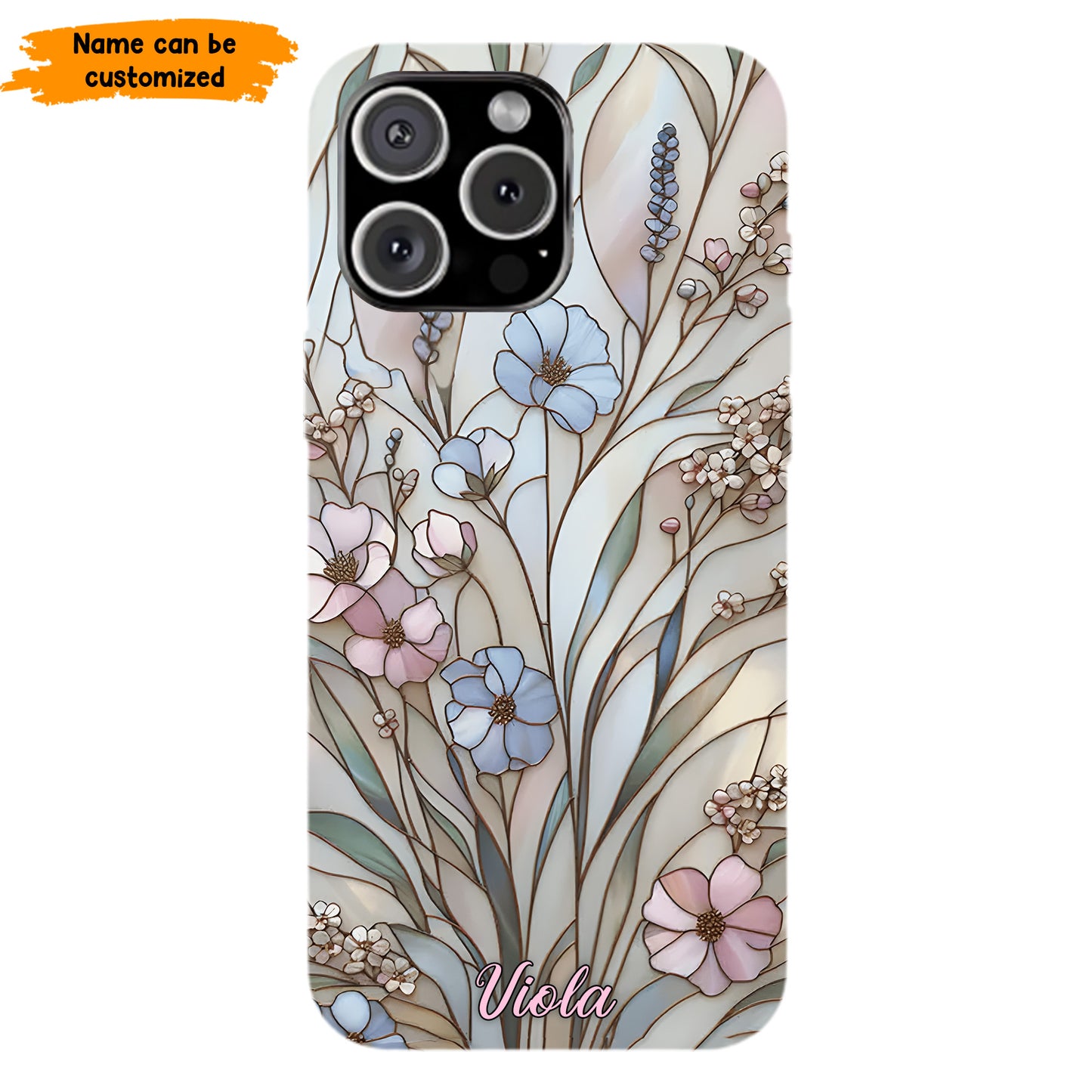 Wildflower Stained Glass Effect – Personalized Flower Phone Case