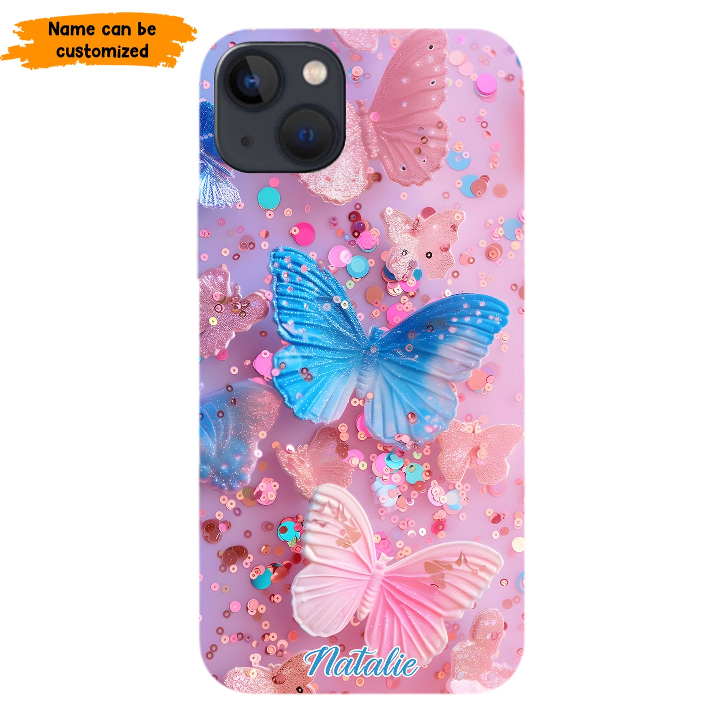 Personalized Butterfly Glitter Phone Case
