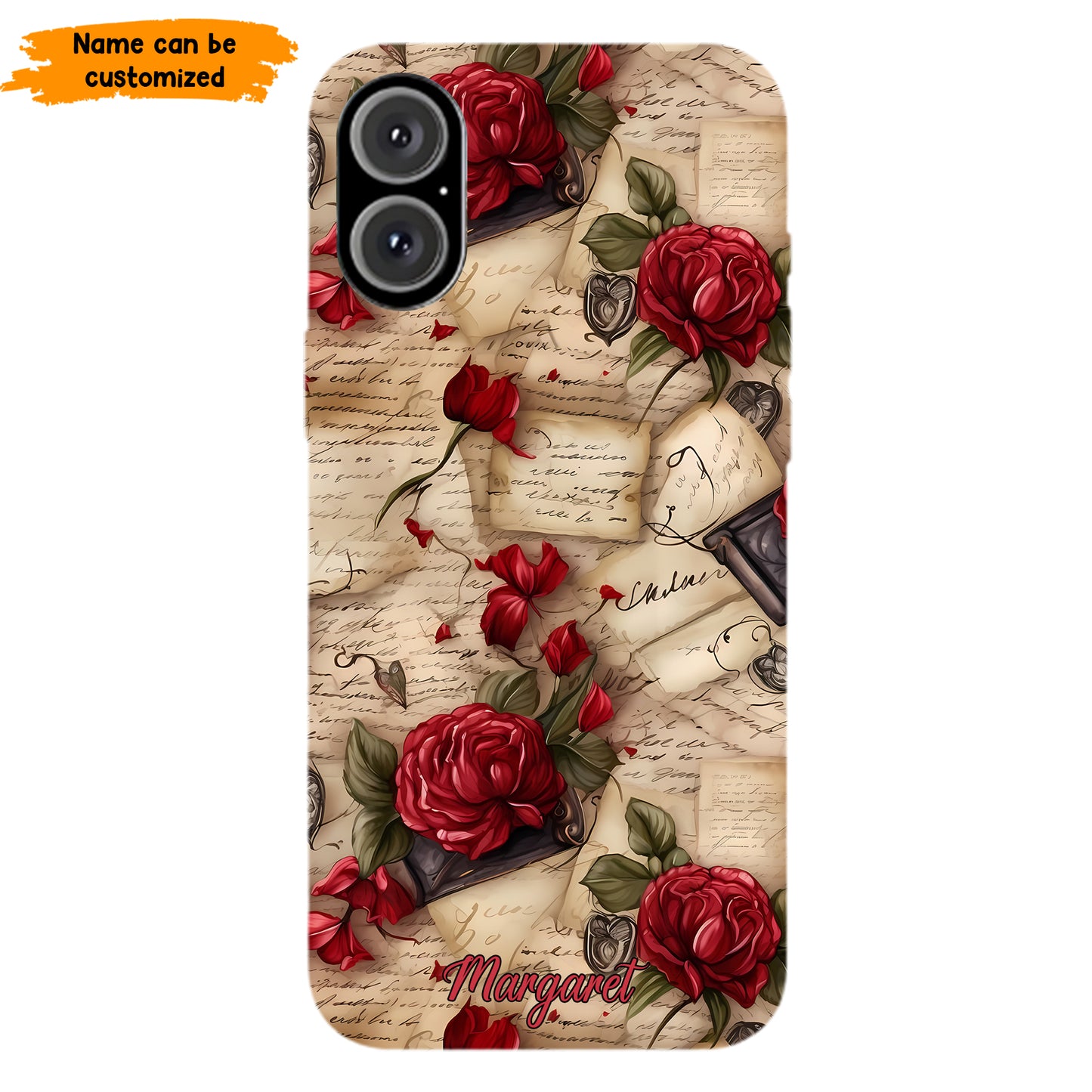 Personalized Vintage Letter & Rose Phone Case – Elegant & Romantic