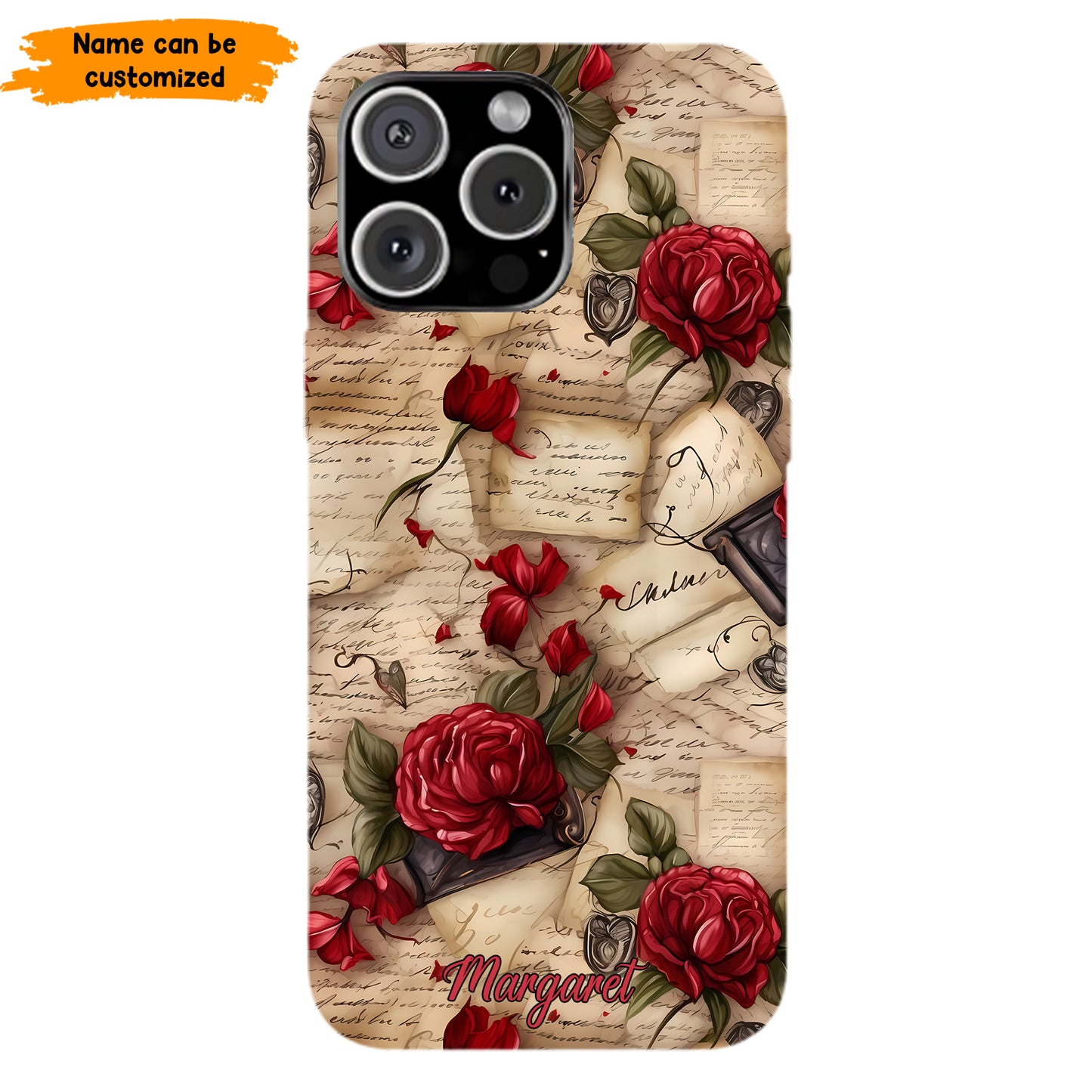 Personalized Vintage Letter & Rose Phone Case – Elegant & Romantic