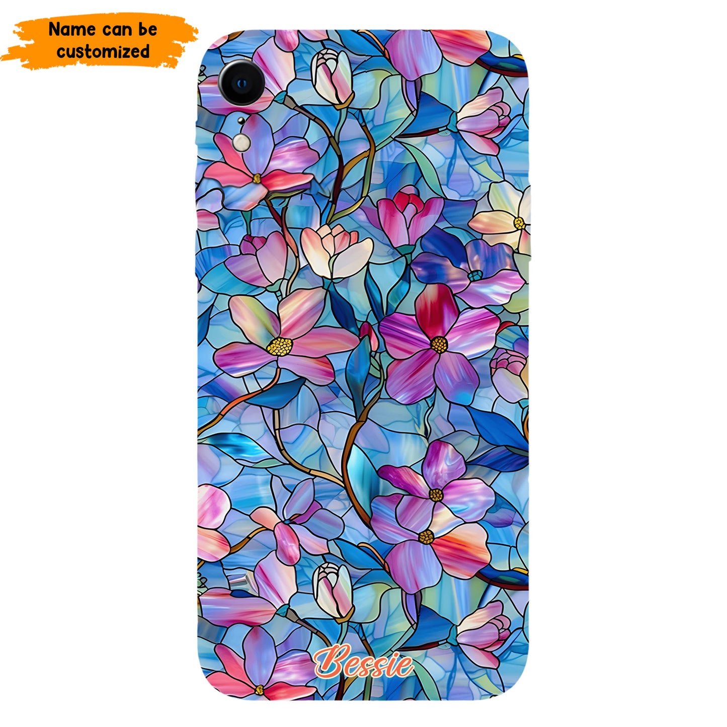 Personalized Stained Glass Floral Phone Case
