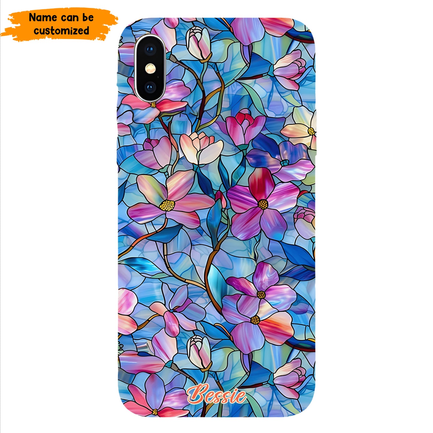 Personalized Stained Glass Floral Phone Case