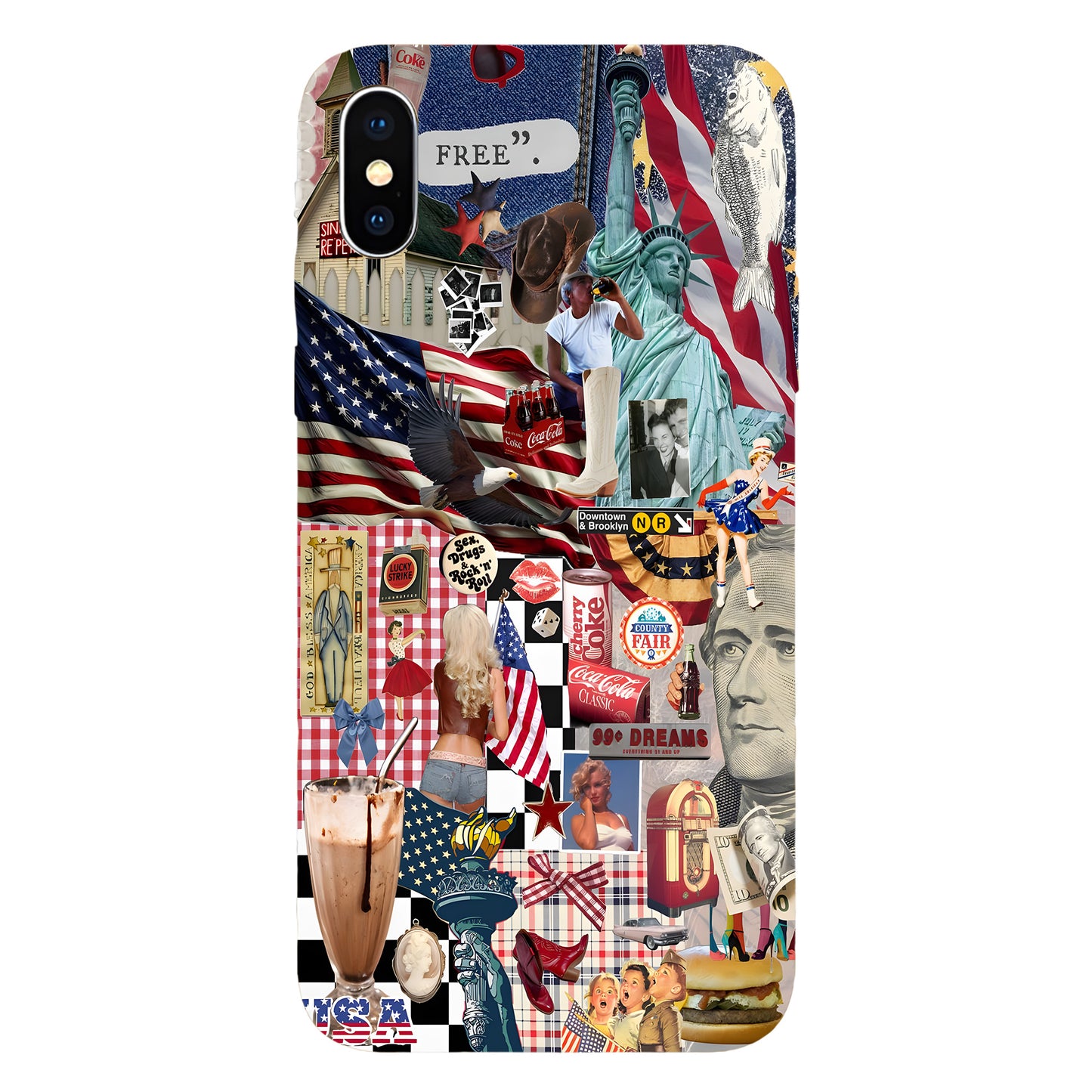 American Dream Collage – Retro Patriotic Phone Case
