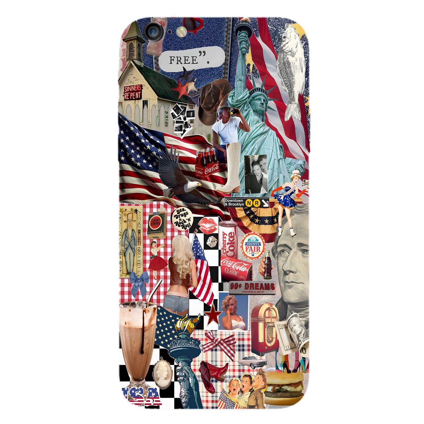 American Dream Collage – Retro Patriotic Phone Case
