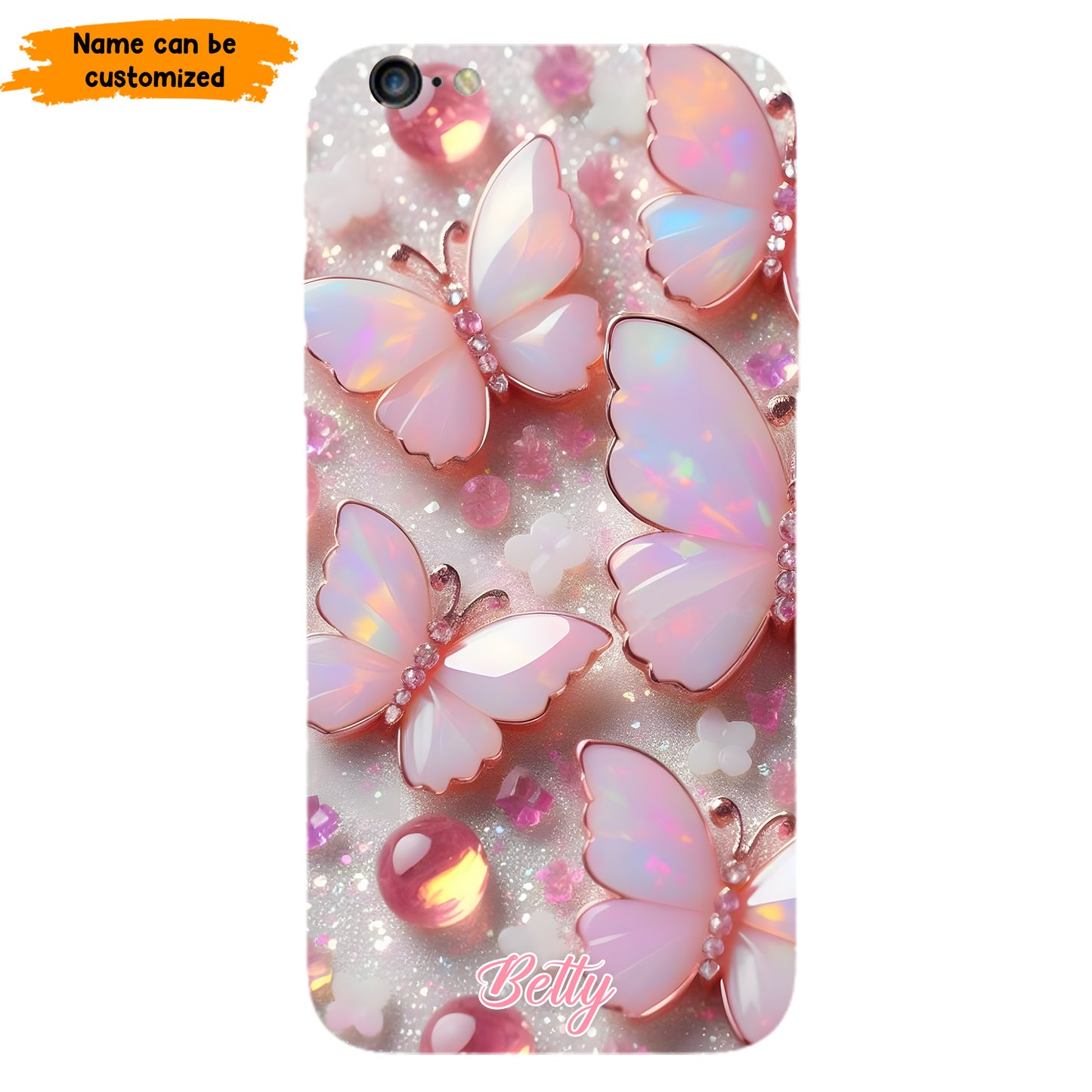 Personalized Pink Opal Butterfly Phone Case