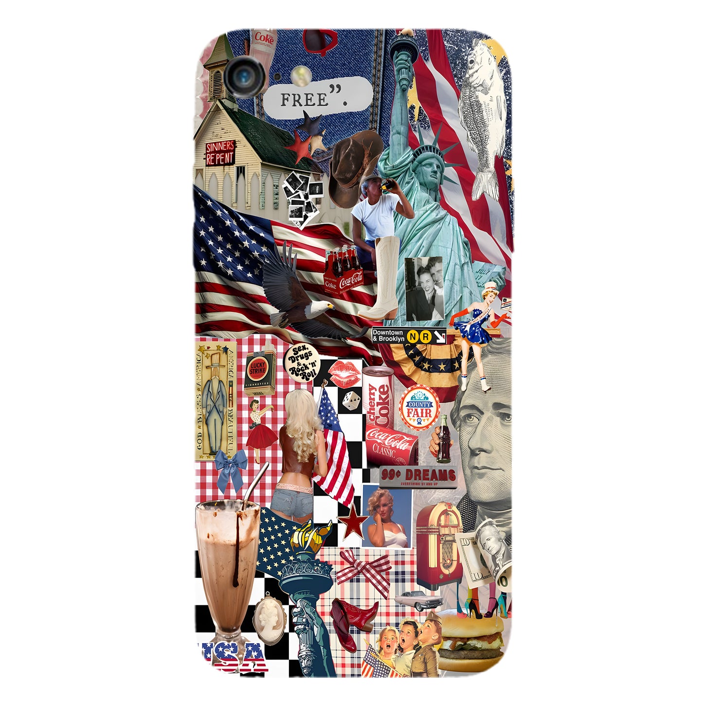 American Dream Collage – Retro Patriotic Phone Case
