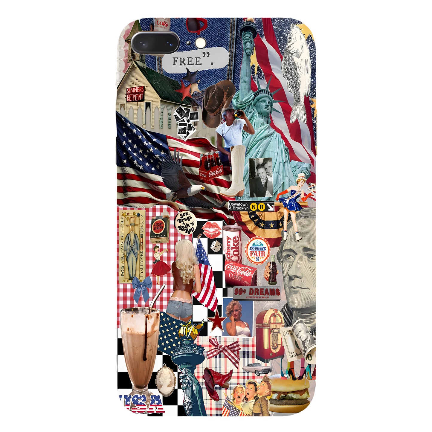 American Dream Collage – Retro Patriotic Phone Case