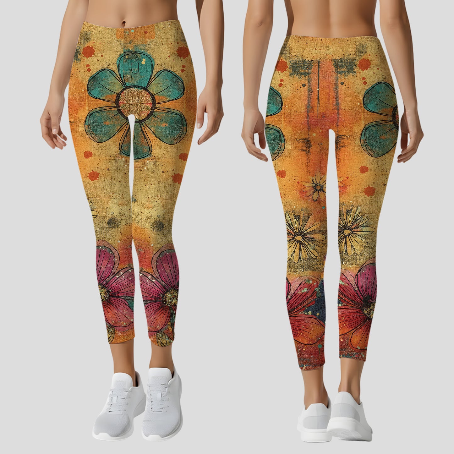 Personalized Hippie Style Floral Hoodie and Leggings