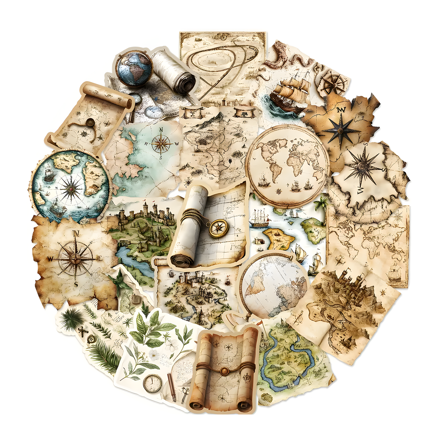 Vintage Map & Compass Adventure Car Coaster
