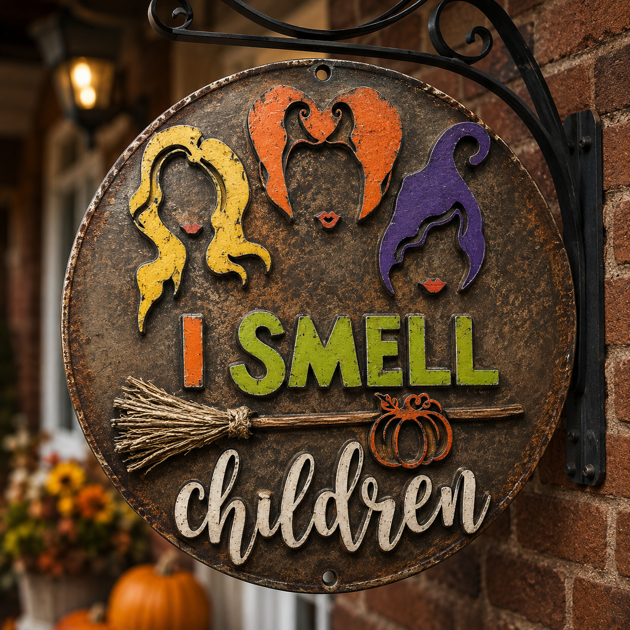 I Smell Children Metal Sign, Funny Witch Halloween Sign, Spooky Witch Wall Decor, Halloween Witch Lover Gift