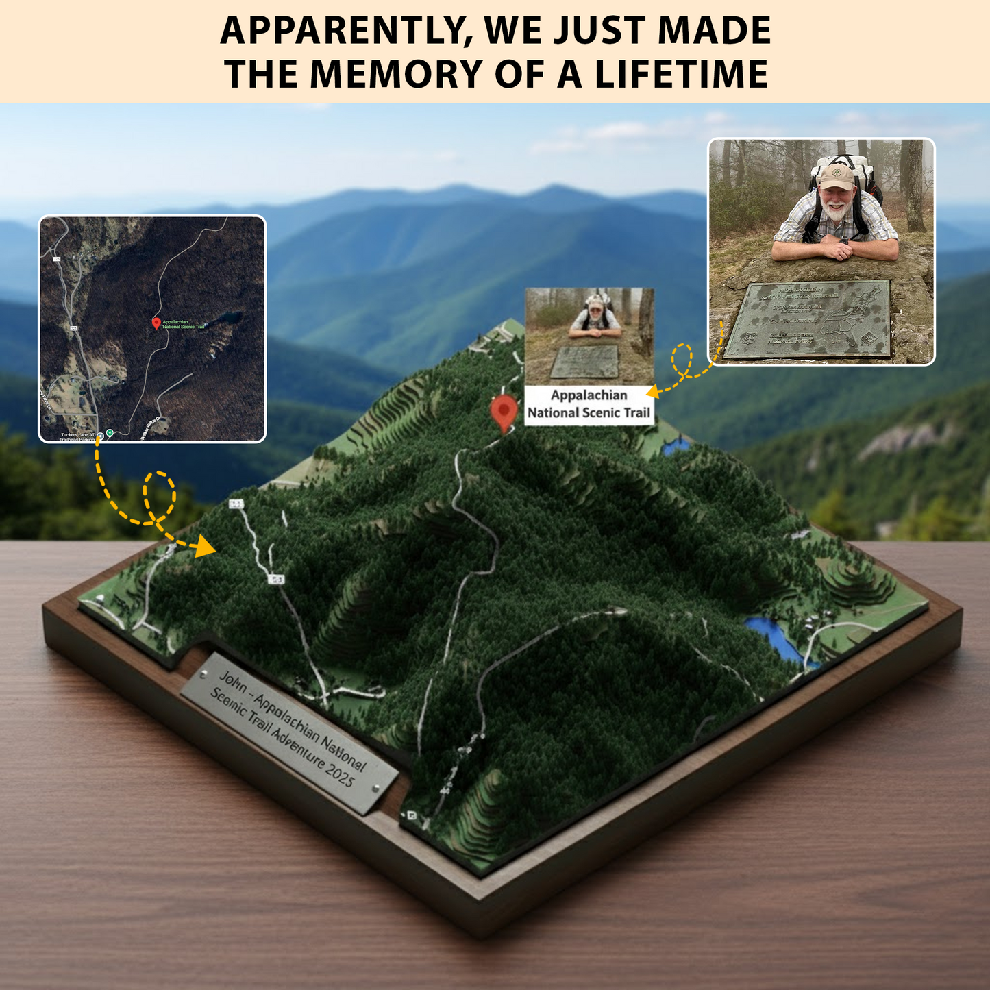 National Hiking Custom Map and Photo Acrylic Plaque