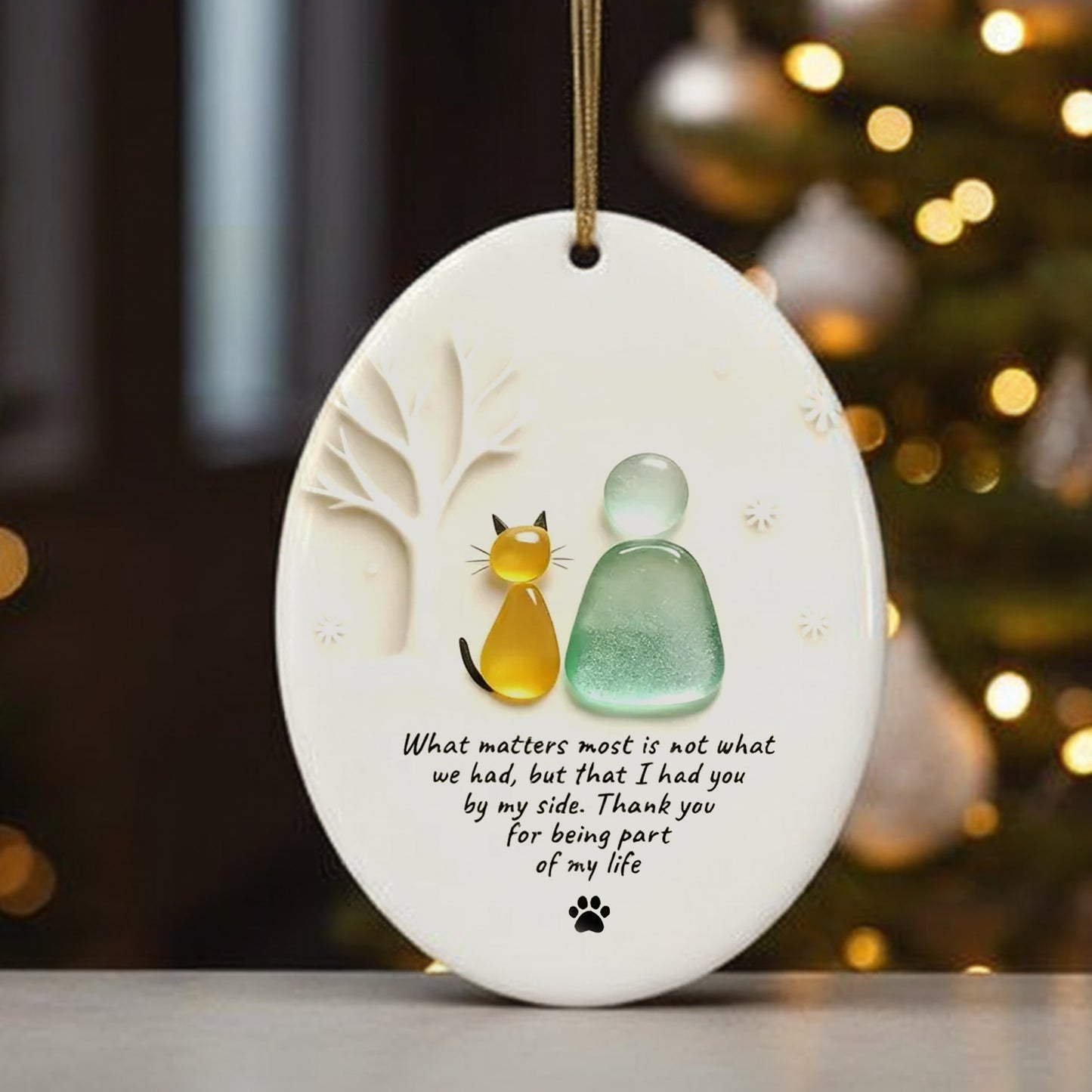 Cat Lover's Christmas Ceramic Ornament