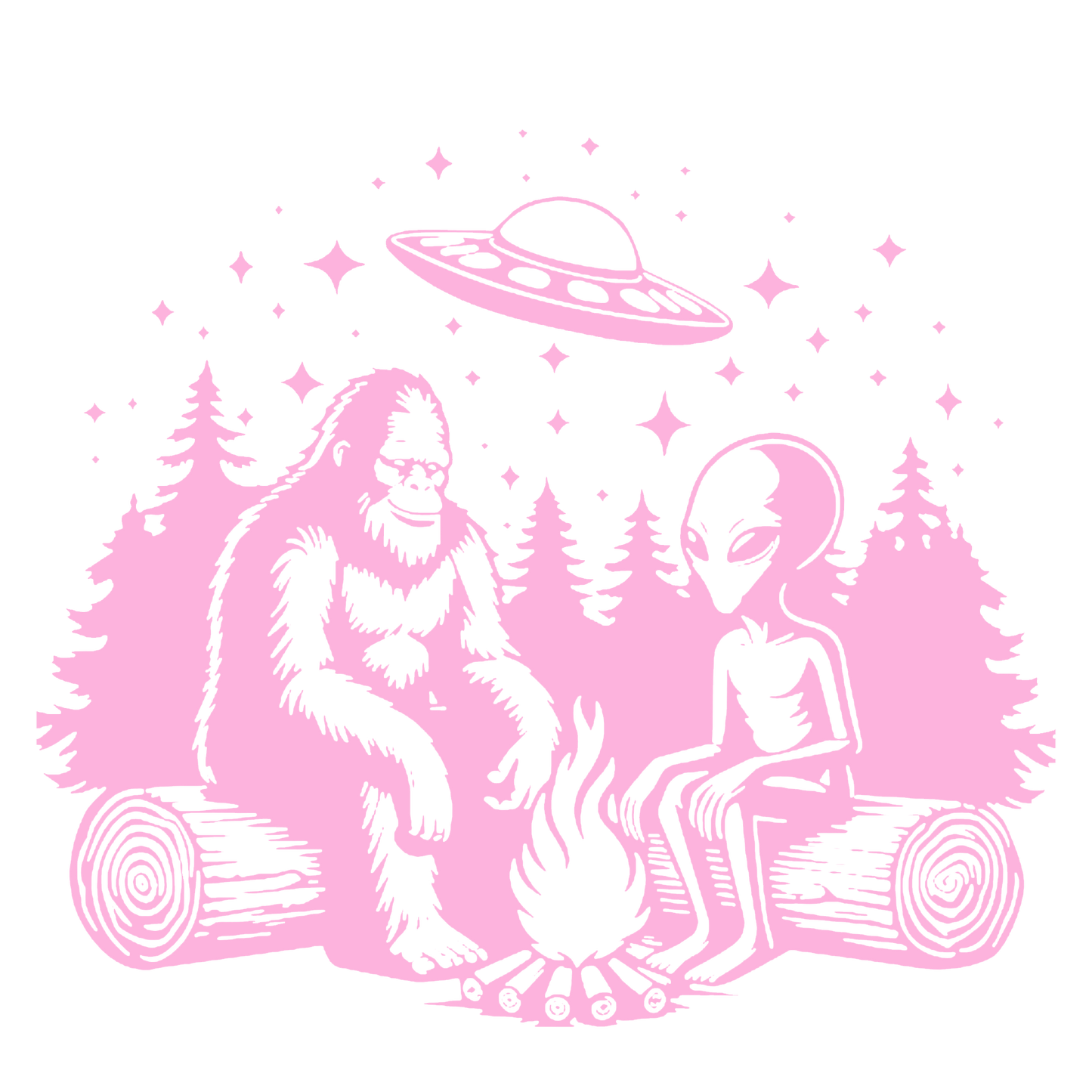 UFO, Bigfoot & Alien Campfire Sticker