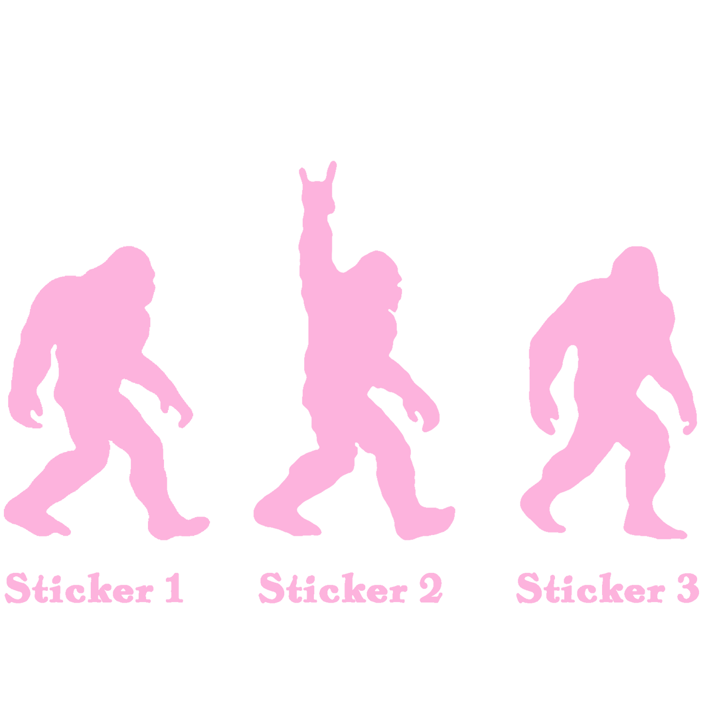 Set 3 Bigfoot Sticker, Sasquatch Stroll: Rock On Edition Vinyl Sticker