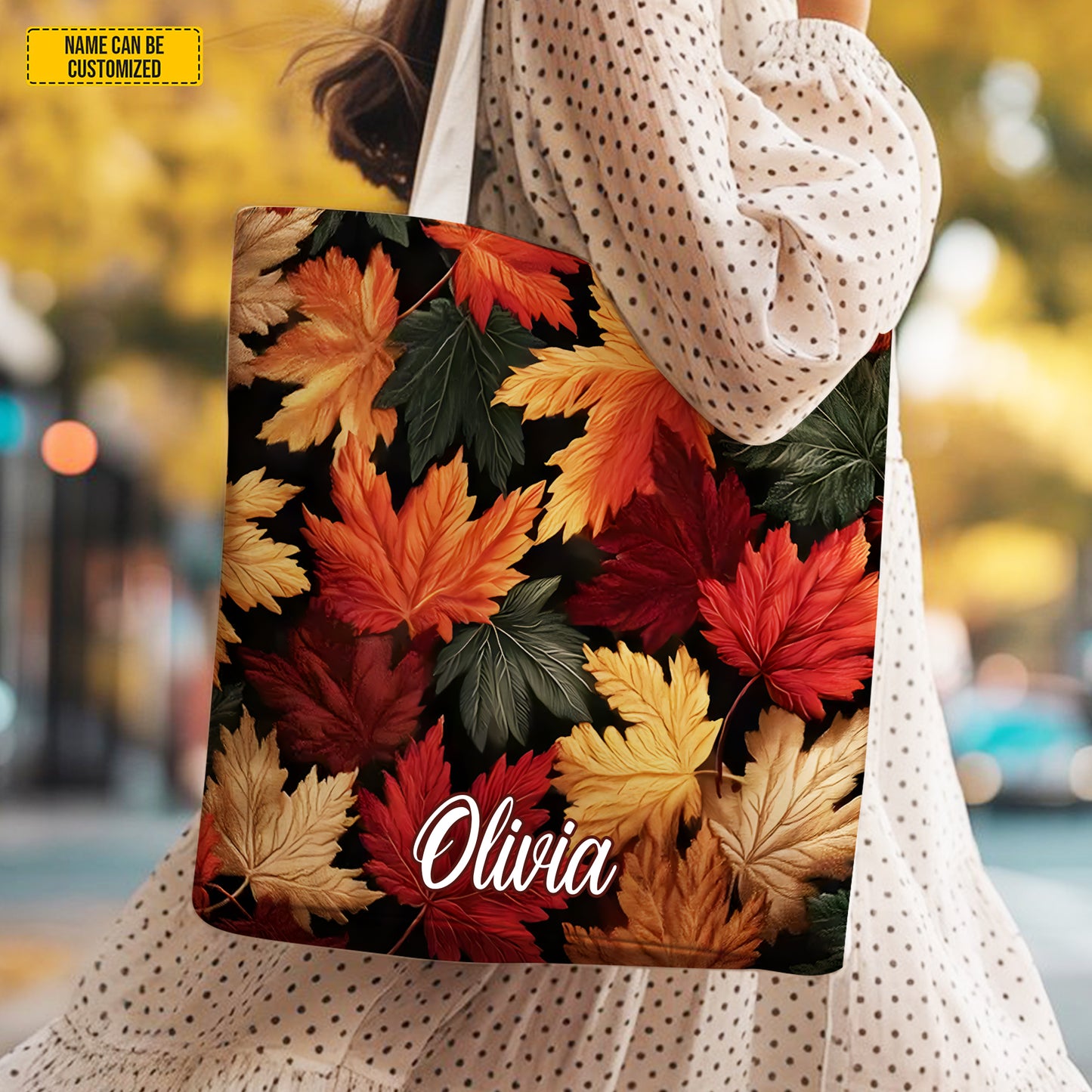 Personalized Autumn Leaves Tote Bag
