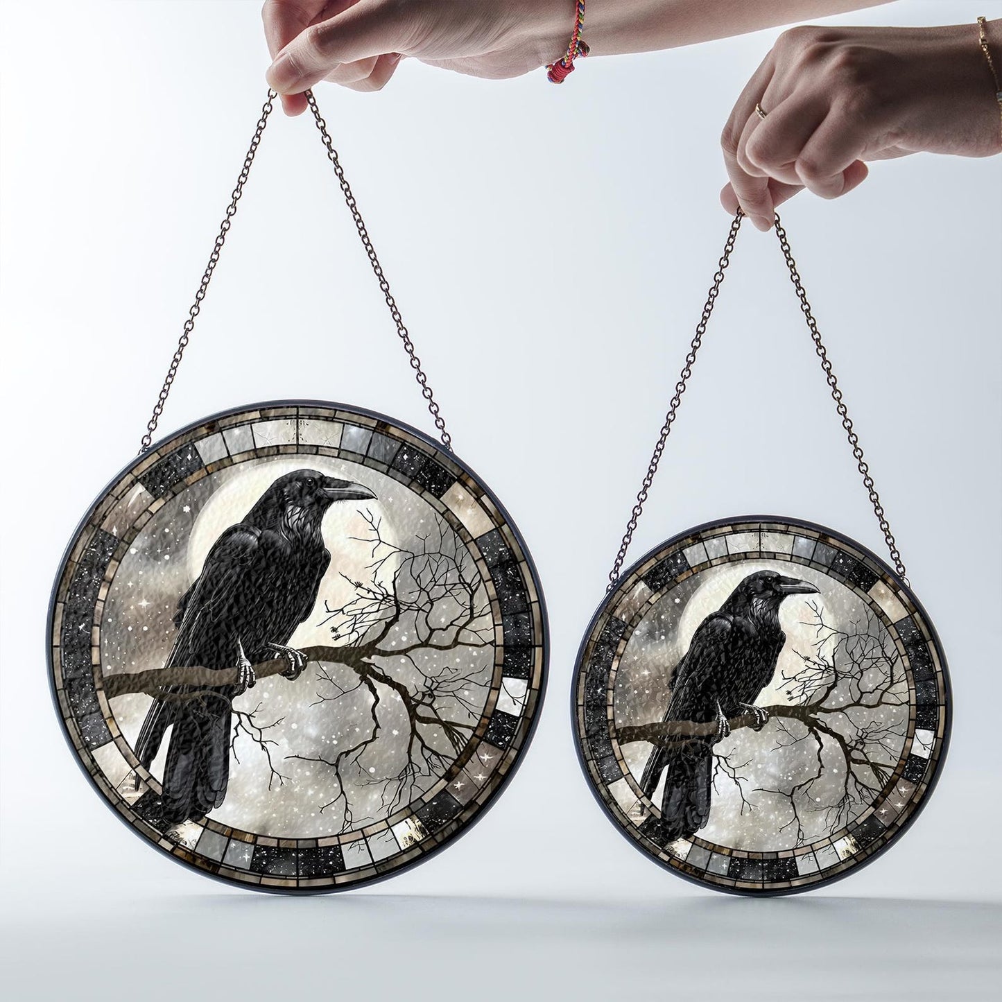 Gothic Raven Stained Glass Suncatcher