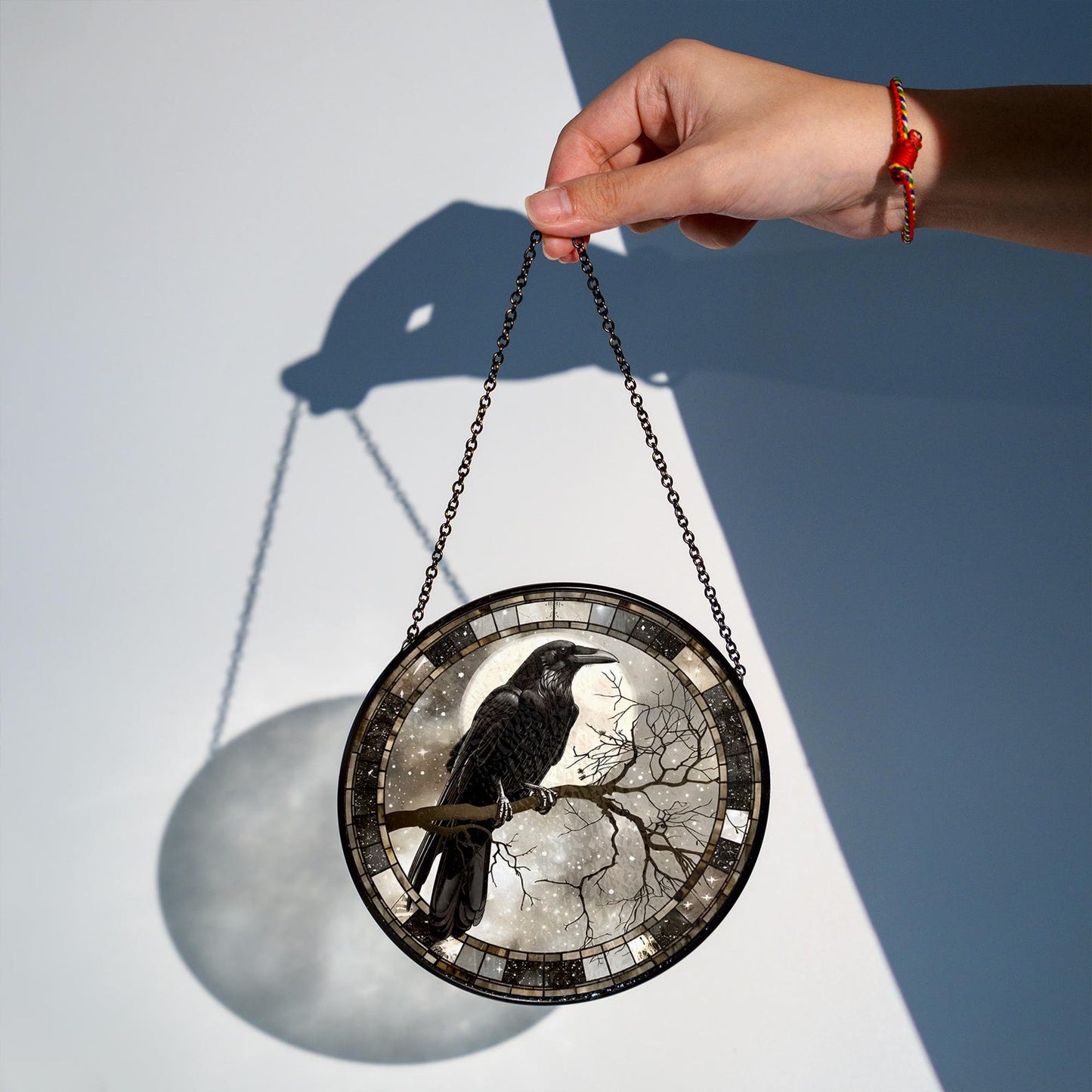 Gothic Raven Stained Glass Suncatcher