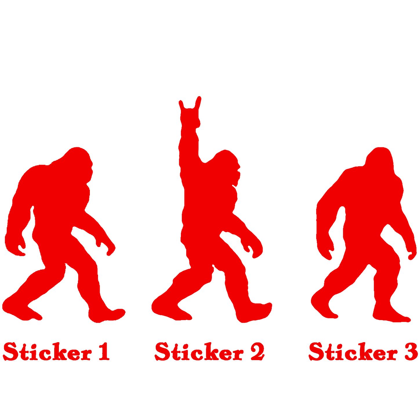 Set 3 Bigfoot Sticker, Sasquatch Stroll: Rock On Edition Vinyl Sticker