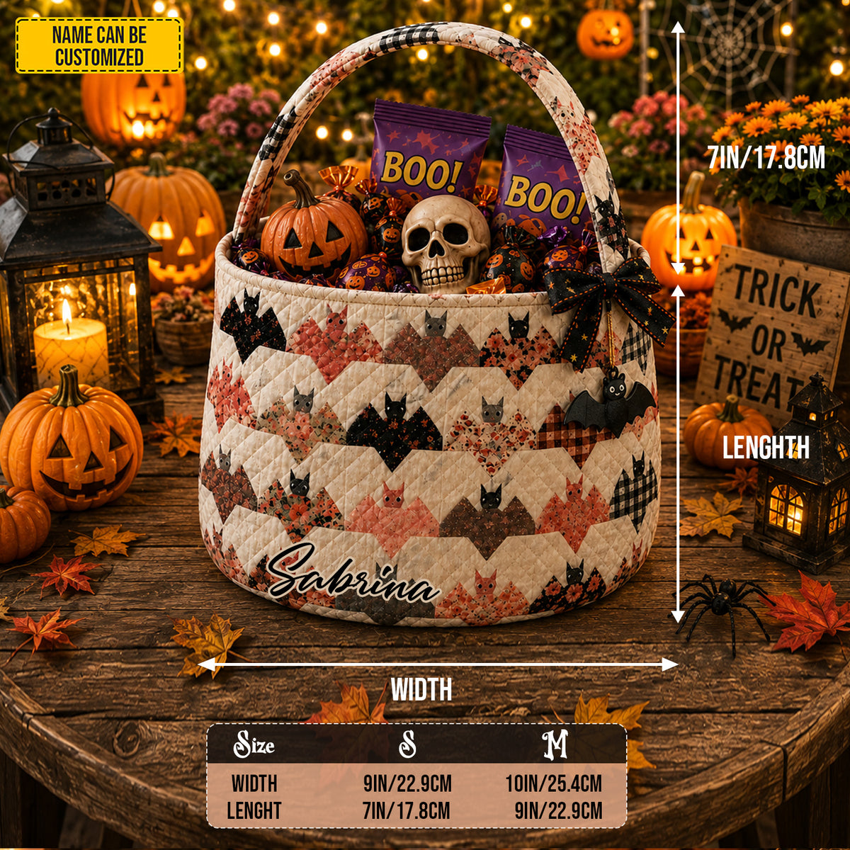 Personalized Halloween Bat Candy Basket