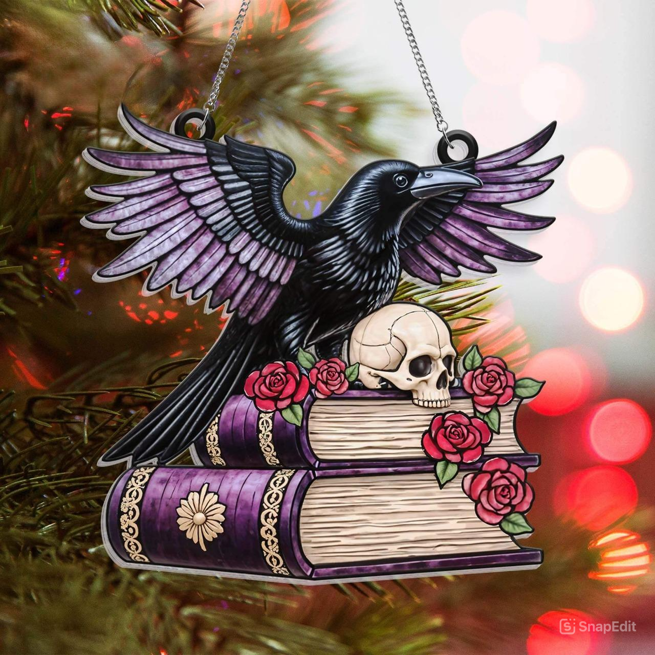 Raven Skull Suncatcher Hanging Decor, Acrylic Window