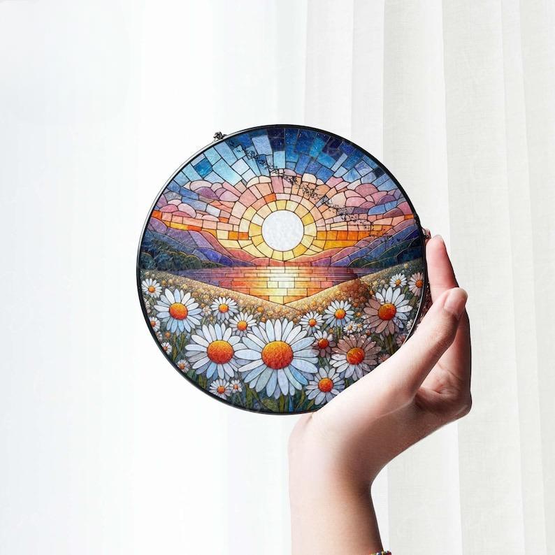 Daisy Flower Stained Glass Suncatcher