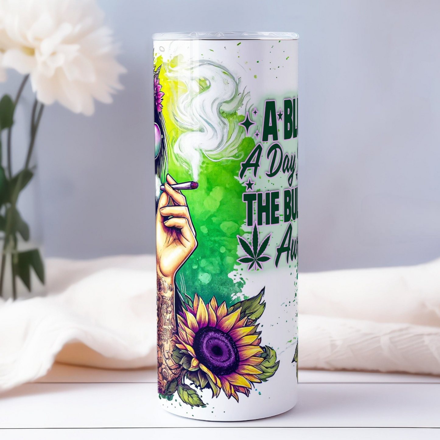 Blunt Keeps Bullshit Away Weed Skinny Tumbler