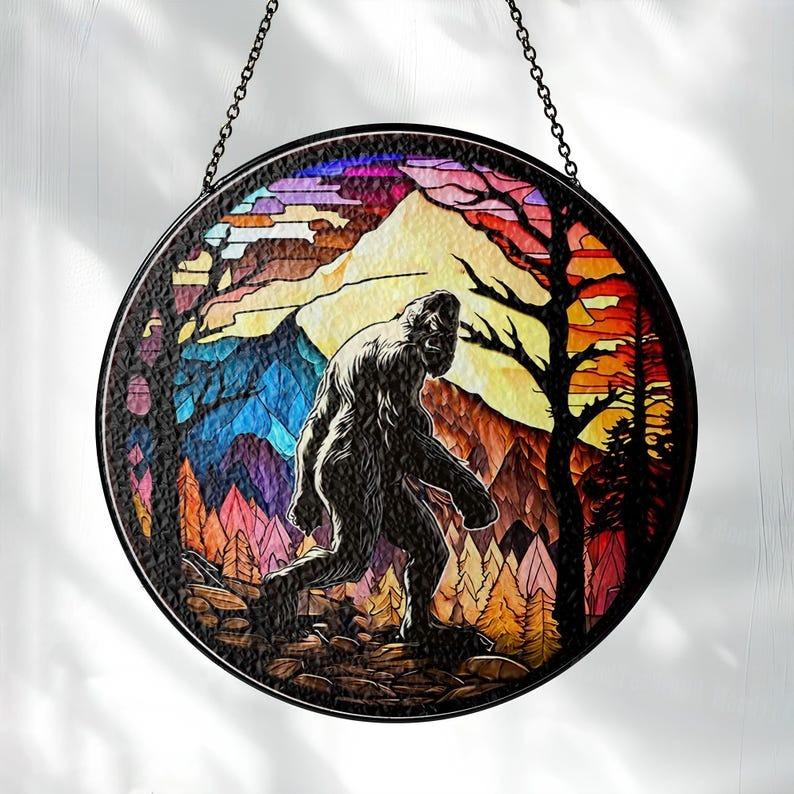 Mythology Sasquatch Stained Glass Suncatcher