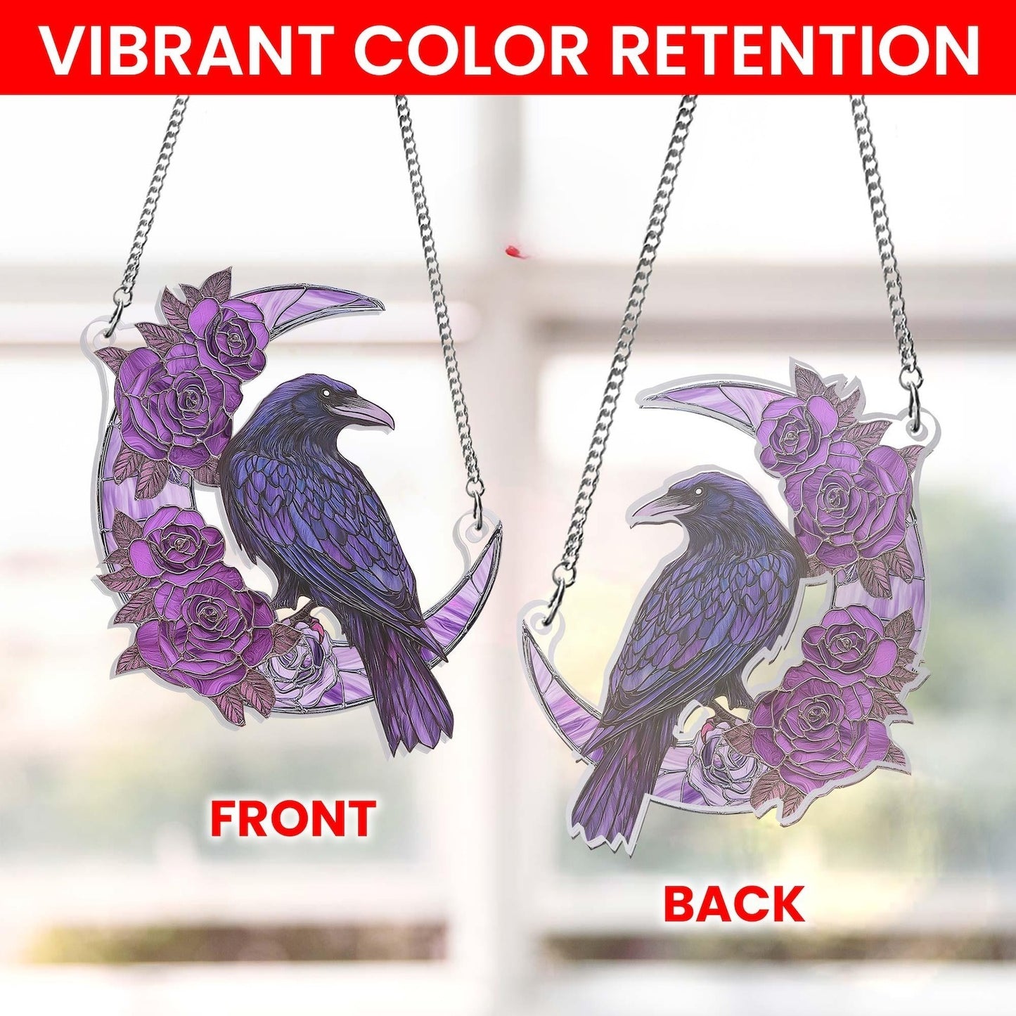 Mystical Raven & Rose Acrylic Suncatcher
