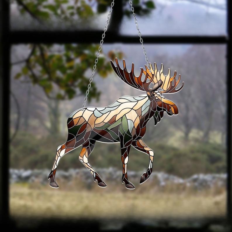Moose Acrylic Window Hanging, Hunting Gift