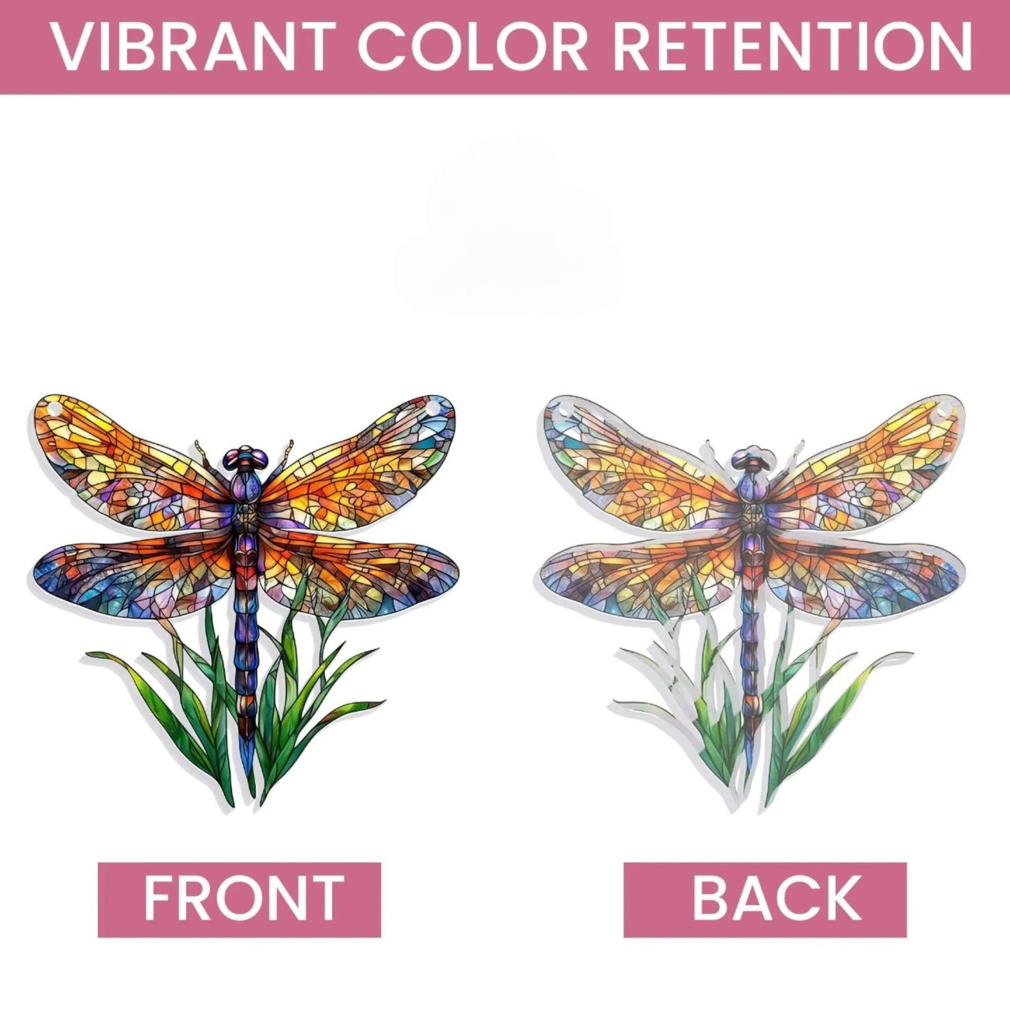 Dragonfly Suncatcher Window Hanging - Faux Stained Glass Dragonfly Ornament