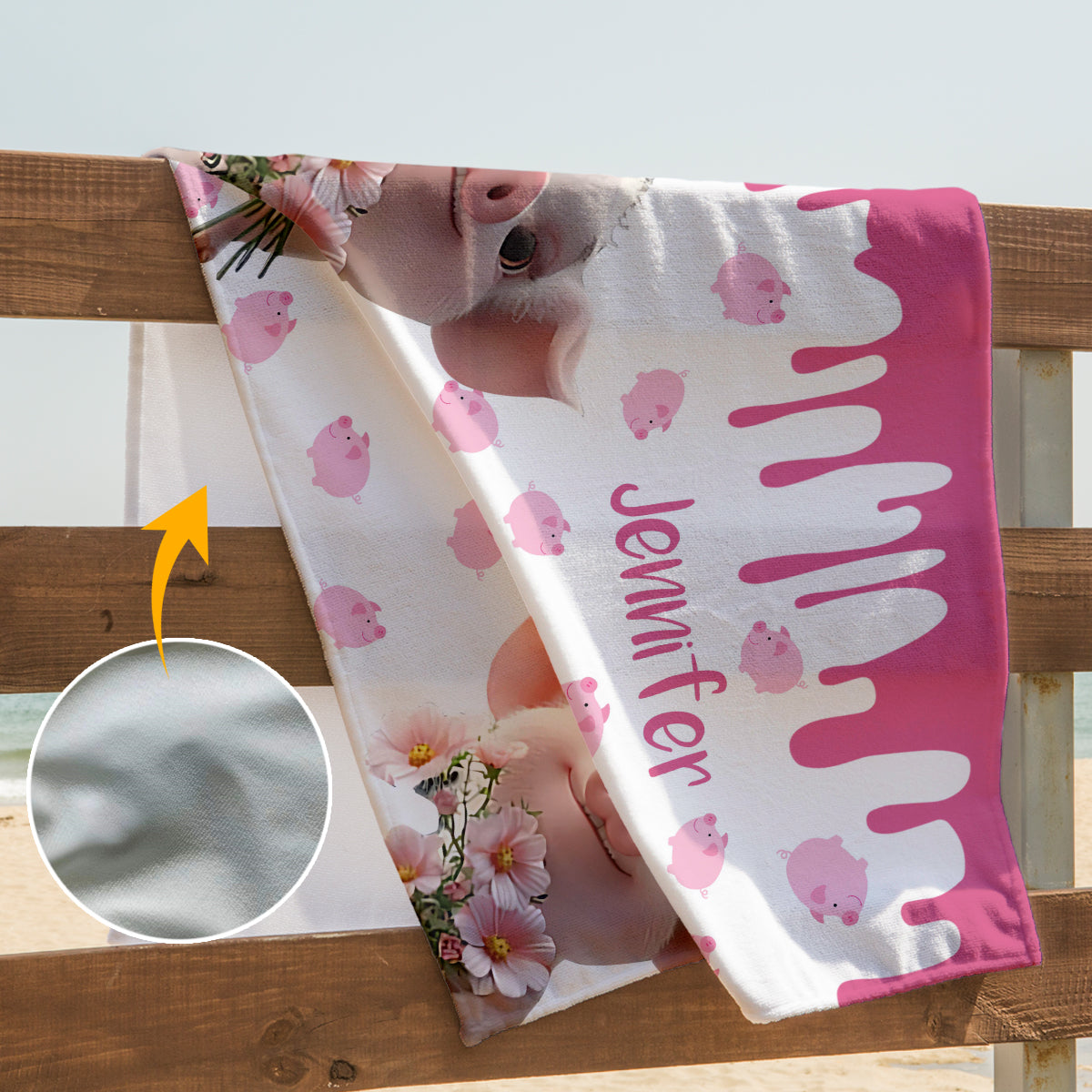 Cute Pig - Personalized Quick-dry Beach Towel/ Bath Towel