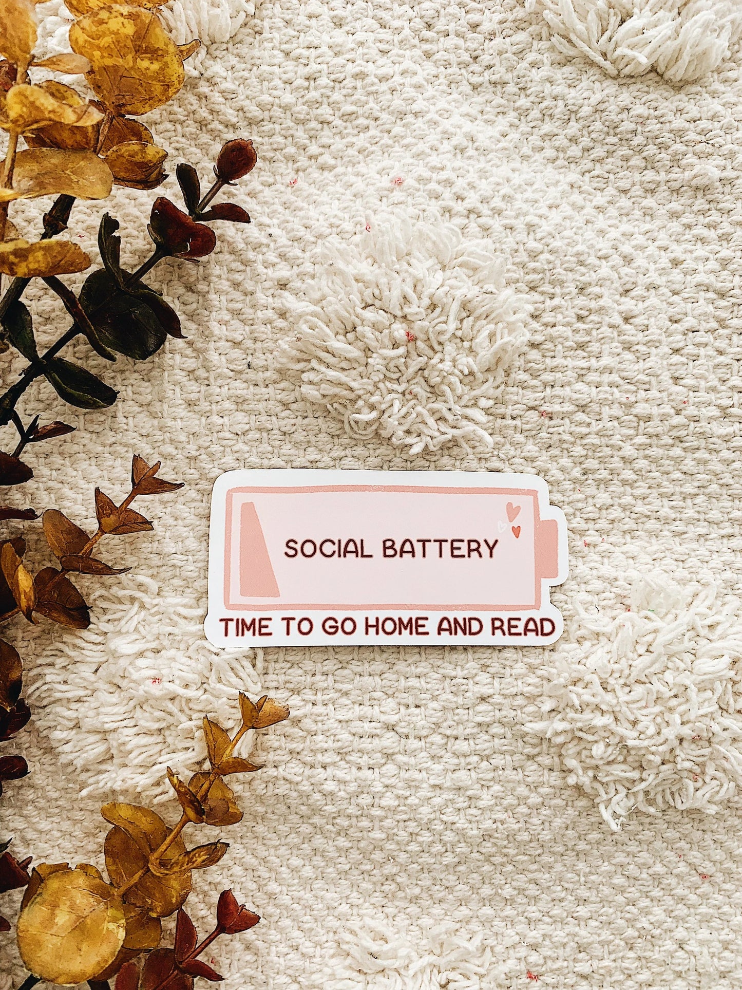 Social Battery Time to Go Home and Read Sticker Decal
