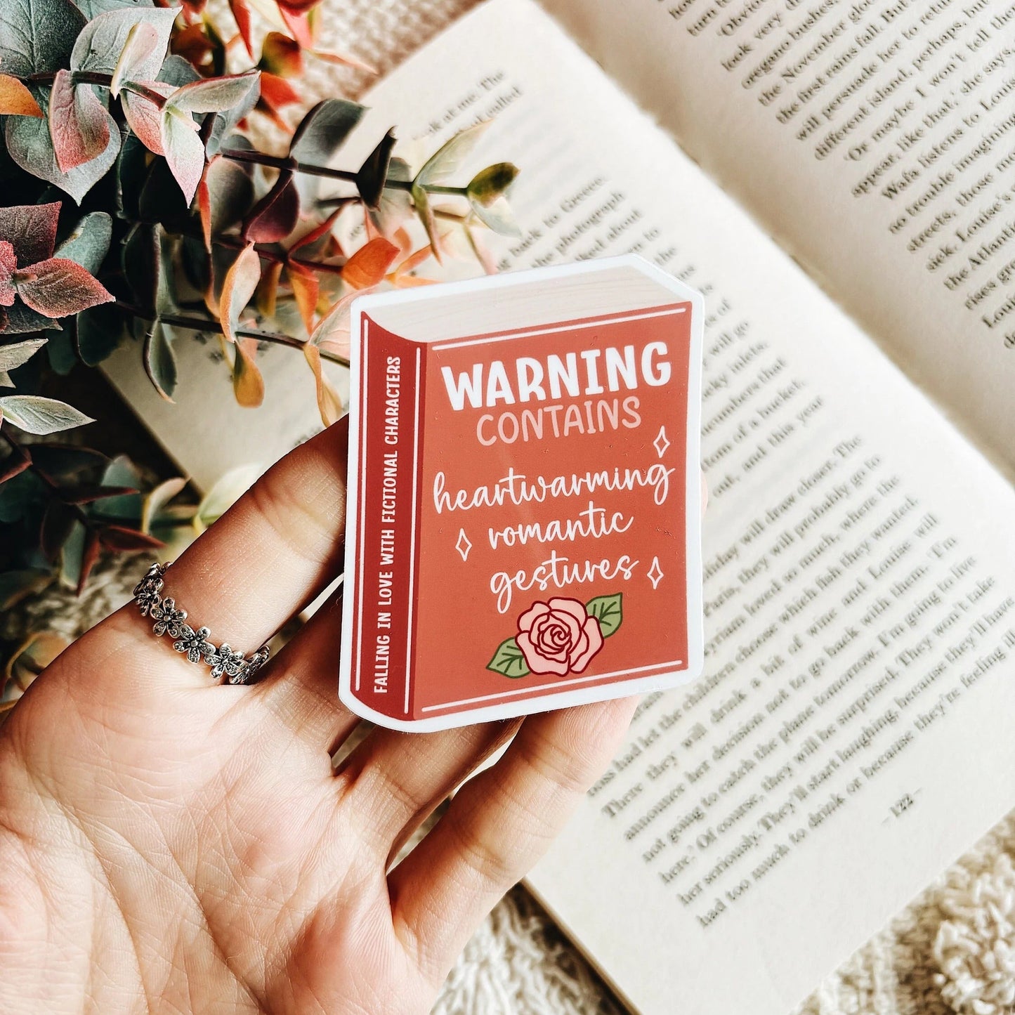Warning Contains Heartwarming Romantic Gestures Book Sticker Decal