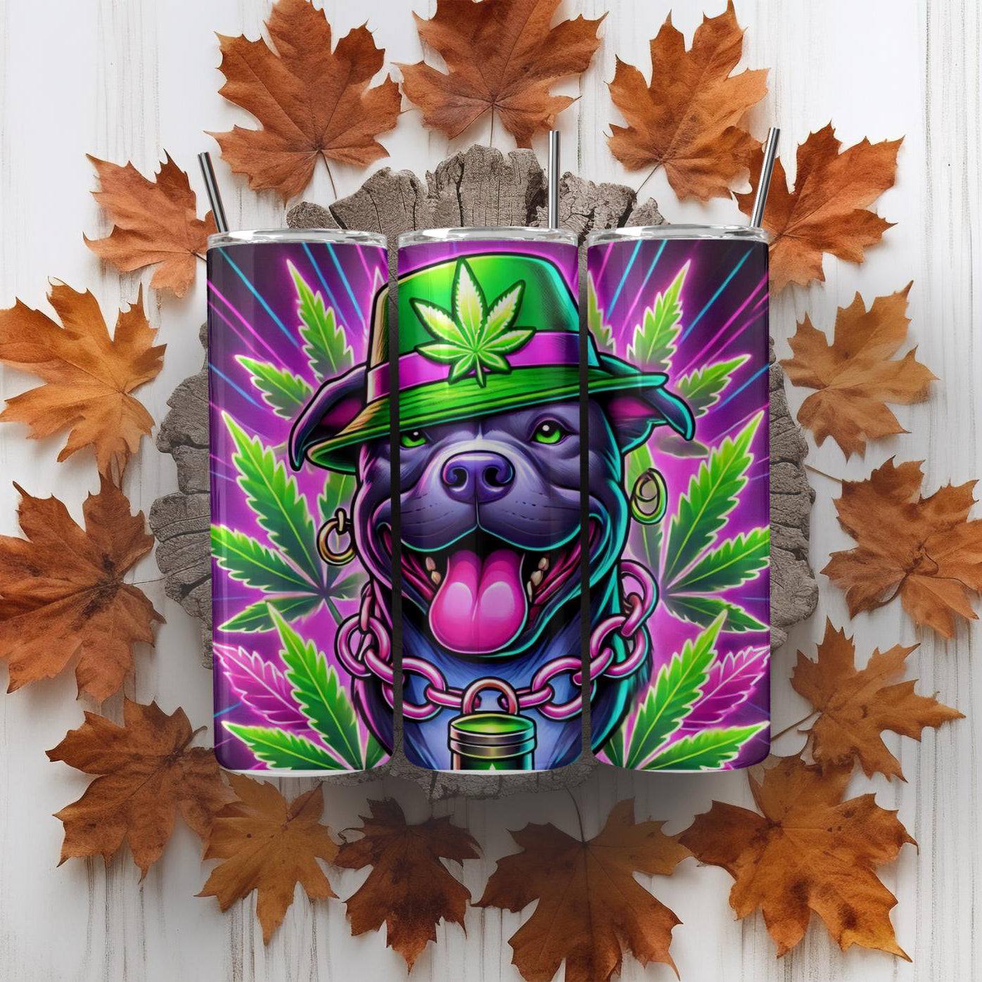 Dog and Weed Skinny Tumbler